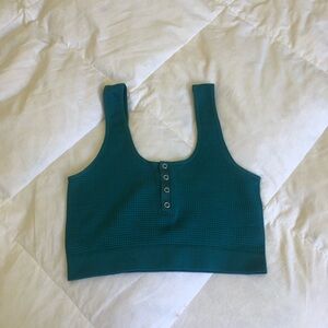 Teal Textured Crop Tank Top